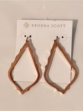 Kendra Scott Rose Gold Textured Openwork Diamond Hoop Earrings